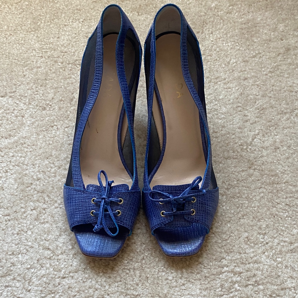 Escada Royal Blue Lace-Up Heels
